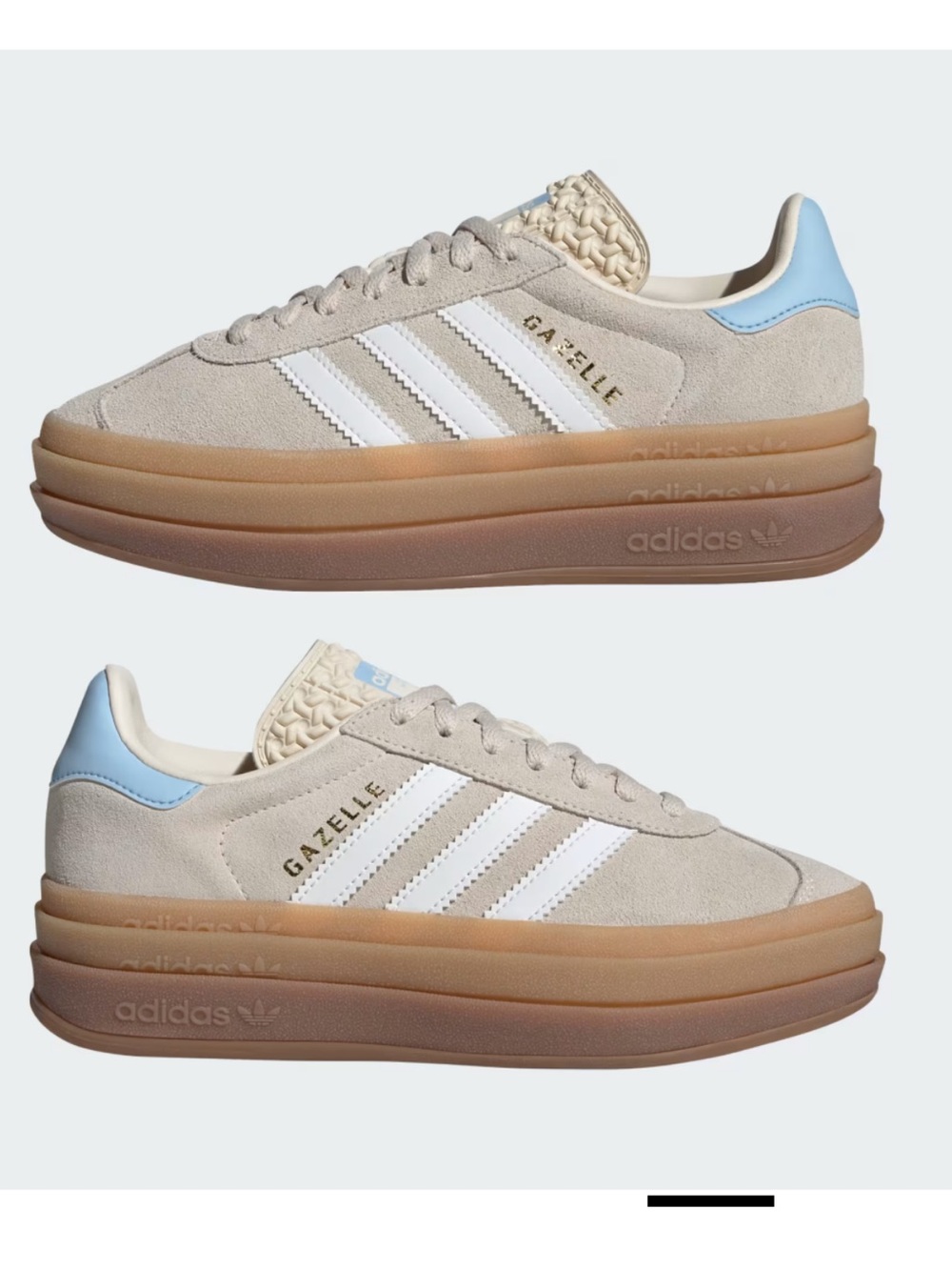 Adidas Gazelle Platform Sneakers - Cream with Light Blue Accent